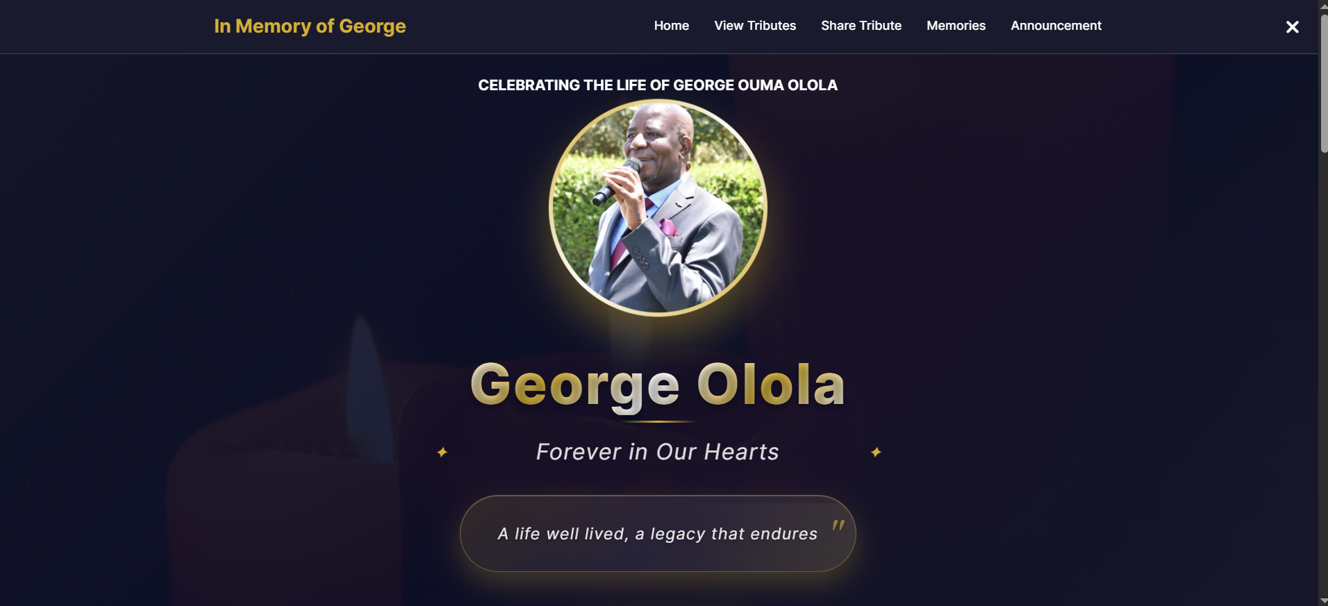 George Olola Memorial Website