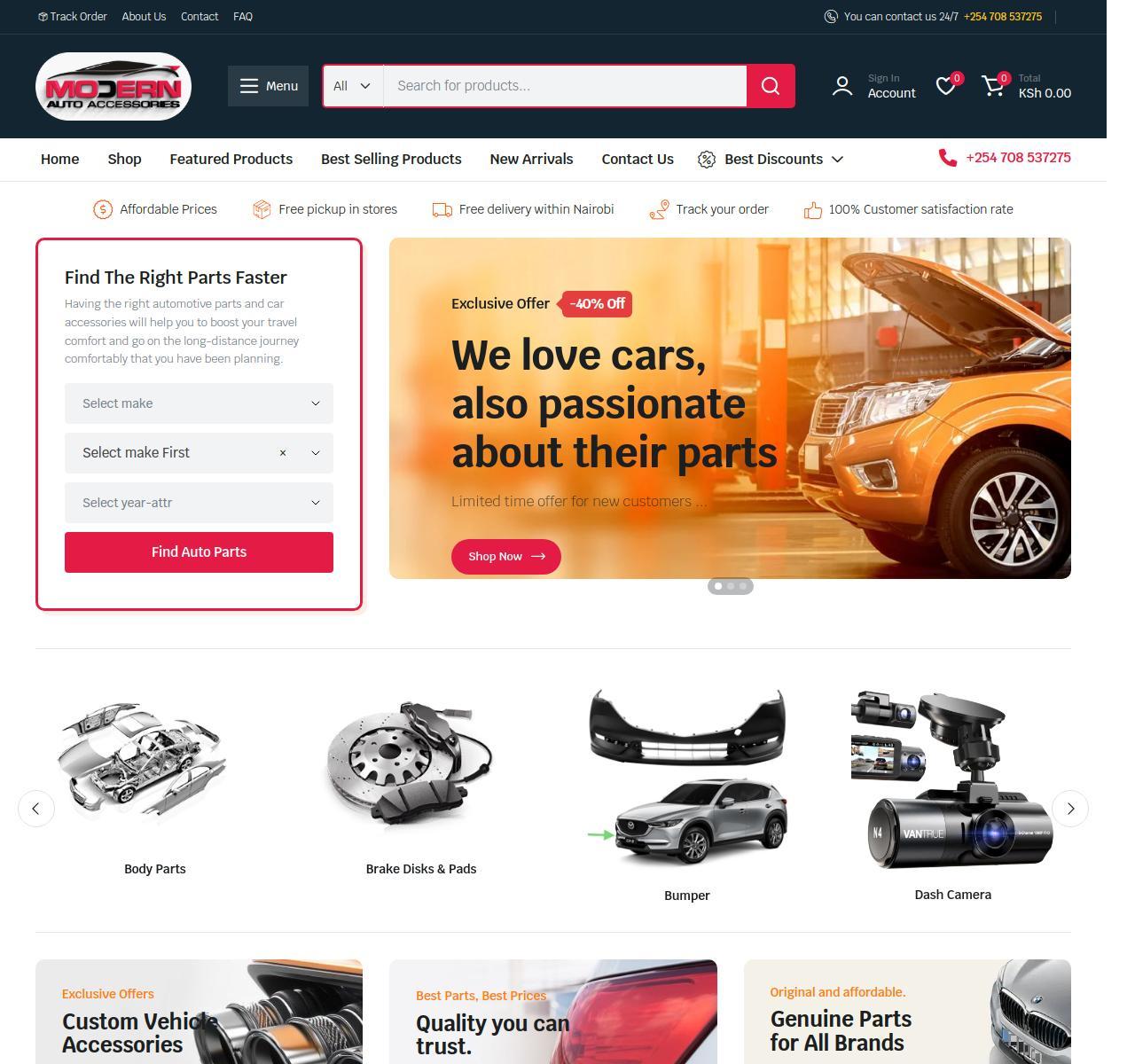 Modern Auto & Accessories E-Commerce Website